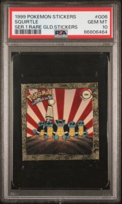 Pokemon Artbox 1999 Sticker Series 1 Squirtle Rare Gold Sticker G06 PSA 10 POP 8 - Image 1 of 2