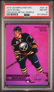 2015 UD Employee Exclusive Jack Eichel Rookie #UD-JE Purple PMG RC /150 PSA 8 - Picture 1 of 2