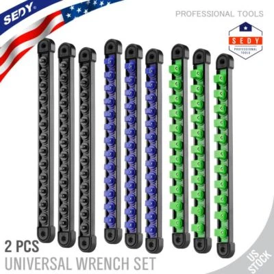 9PC Socket Organizer Storage 360° Swivel Rail Rack Holder 1/4 3/8 1/2 Industrial - Image 1 of 4