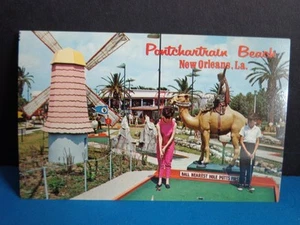 PONTCHARTRAIN CARTOLINA SPIAGGIA GOLF GOOFY - NEW ORLEANS ANNI 60 - Foto 1 di 3