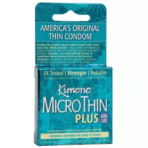 Kimono Microthin Plus Premium Lubricated Latex Condoms 3 ct Pack of 6 - Picture 1 of 6