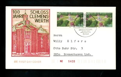 Postal History Germany FDC #1500 Clemens Werth Hunting Castle 1987  - Image 1 of 2