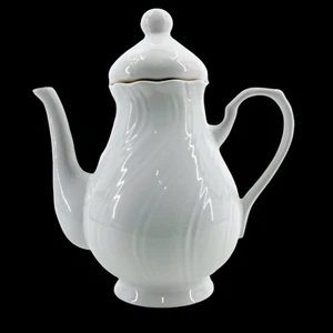 Formalities Baum Bros Gold Band Formal Coffee Pot Teapot EUC 10 1/4" - Picture 1 of 9