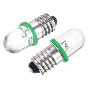 10Pcs E10 Screw Base LED Bulb DC3V 0.25W Round Top Mini Lights with Box, Green - Picture 1 of 7