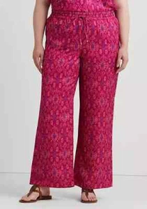 Ralph Lauren Woman Plus Size Geo-Print Satin Shantung Wide Leg Pants Size 3X - Picture 1 of 4
