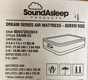 SoundAsleep Dream Series ComfortCoil Technology Air Mattress Queen Size, New - Picture 1 of 7