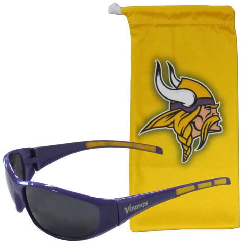 Minnesota Vikings Wrap Sunglasses with Microfiber Bag (NFL Football) Cover
