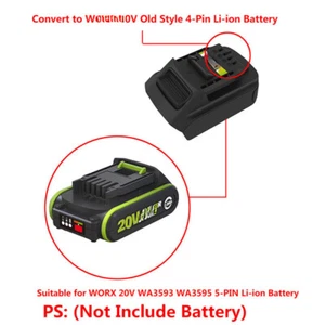 Adapter for WORX 20V WA3593/3595 5-PIN Battery to Power 20V 4-PIN Battery Tools - Picture 1 of 10