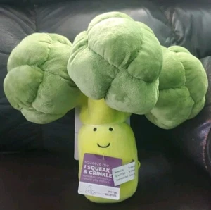 Multipet 11" Broccoli Dog Toy w/Squeaker & Crinkle Green Toss/Cuddle/Shake New - Picture 1 of 5