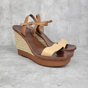 Tory Burch Laurel Ankle Strap Platform Wedge Sandals Size 8.5 Boho Style - Picture 1 of 9
