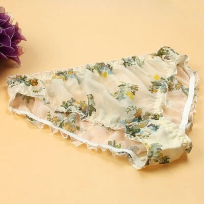 Womens Georgette Silk Sheer Briefs Drawers Briefs Bikinis Undies Underwear Girls - Image 1 of 4