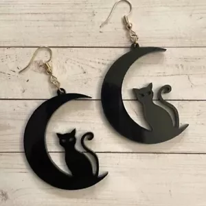 Halloween Ohrringe 2x Katze Cat Party Kostüm 3D Druck - Bild 1 von 1