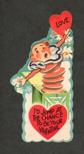 1950s Jack-In-The-Box Die Cut Valentine Card - Picture 1 of 1