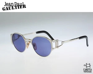 Jean Paul Gaultier 56-5105, Vintage 90s silver round steampunk sunglasses NOS - Picture 1 of 10