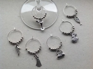 Handmade Set of 6/8/10/12 Wine Glass Charms, Girlie Theme, Birthday, Hen party. - Picture 1 of 5