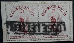 SCARCE c.1901- New Zealand pair of 1d Zealandia stamps LOOSE SHIP LETTER cds - Picture 1 of 2
