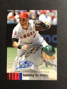 Tommy La Stella Angels Signed 2020 Topps Stadium Club Baseball card #ATLS Auto - Picture 1 of 2