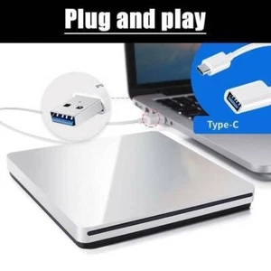 External USB-C USB 3.0 DVD CD Writer Drive Burner Reader For PC Laptop Mac NEW - Afbeelding 1 van 8