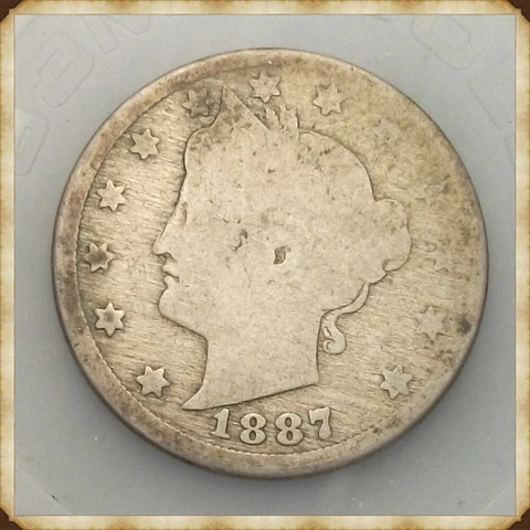 1887 Liberty Nickel   "Actual Coin Pictured" Cover