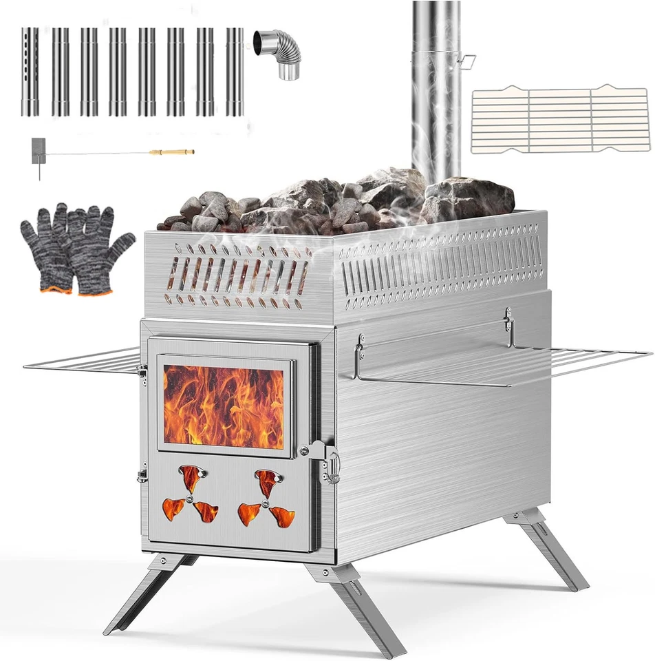 Begonia.K Saunaofen Sauna-Holzofen Klappholzkohle Brennholz Zelt Heizung Öfen - Bild 1 von 4