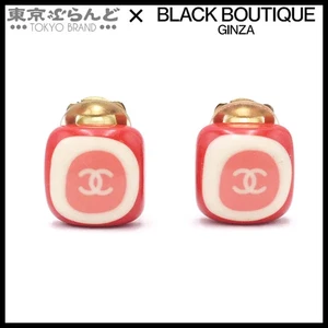 CHANEL Square Coco Mark Pink Plastic Costume Jewelry 03P Earrings for Women 1017 - Picture 1 of 24