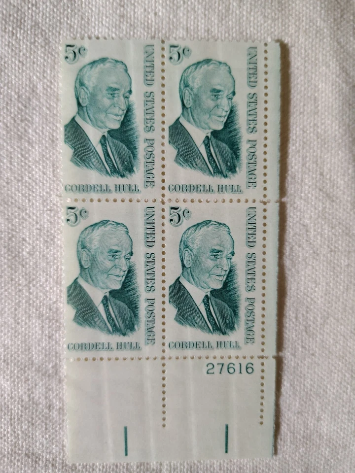 US Stamp Scott #1235, Cordell Hull, 5c,  Plate Block,  MNH/OG - Image 1 of 2