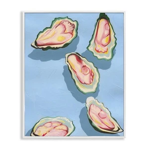 Bold Oysters on Blue Framed Giclee Art Design by Grace Popp - Picture 1 of 9