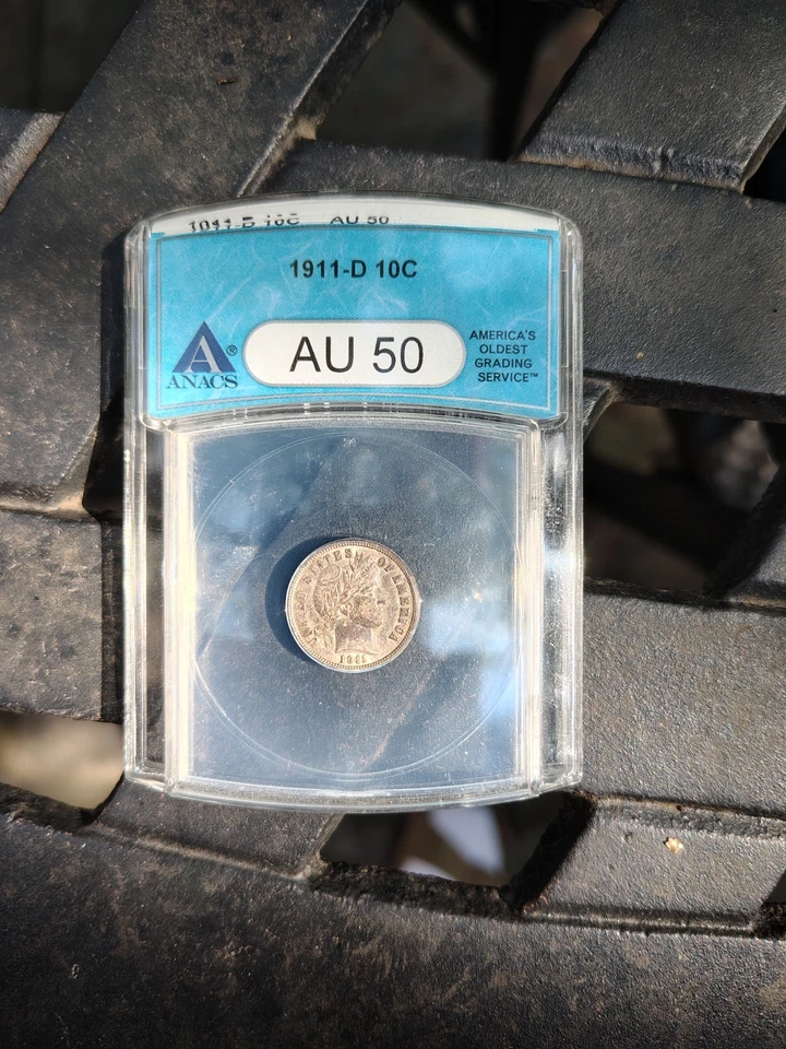 1911-D 10C Barber Dime Graded ANACS au50 1911-D 10C Barber Dime - Image 1 of 1