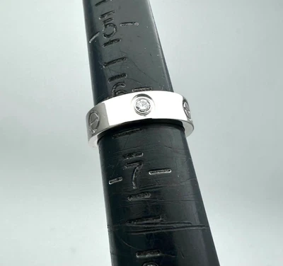 Anillo de amor Cartier de oro blanco de 18 quilates 750 3 diamantes 0,15 quilates 5,5 mm talla 52 talla 6. Foto 1 de 4