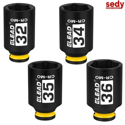 1/2" CR-MO Drive Deep Impact Socket 32-36MM Nut Socket Set Oil Filter 6 Point - image 1 of 4