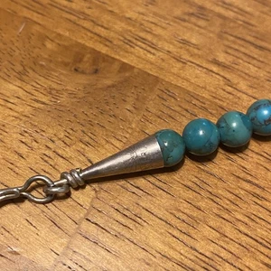 Vintage Native American Turquoise Bead Necklace Sterling Silver Clasp Marked 17" - Picture 1 of 5