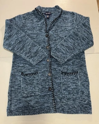 Denim & Co. Blue Mid Length Cardigan Button Up Sweater Long Pockets EUC - Image 1 of 4