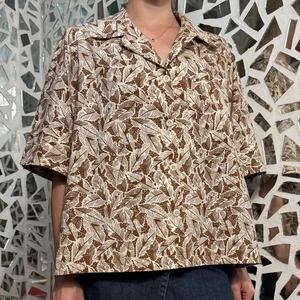 Camisa TOAST Crepé Top Cuello con Estampado Floral de Hojas Algodón Talla 12 - Imagen 1 de 7