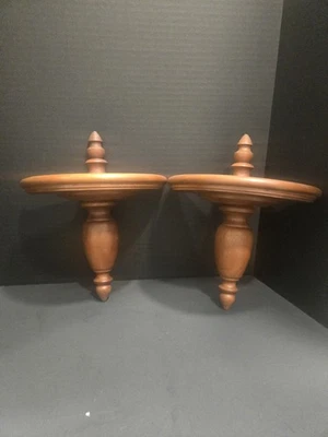 "Par de estantes de pared de madera MCM medio círculo 9x9x4,5""" Foto 1 de 4