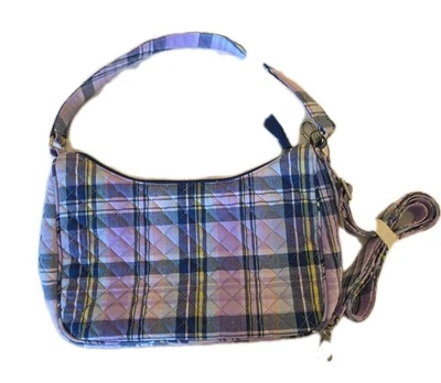 Bolso Bandolera Vera Bradley Frannie Media Luna Algodón Amatista Cuadros Nuevo con Etiquetas Foto 1 de 4