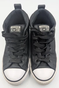 Black Leather Hi-Top Chuck Taylor Converse All Stars. Junior size 5 (US) Clean!! - Picture 1 of 6
