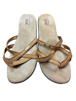 GH Bass SUNJUNS TAN BROWN LEATHER Sharon STRAPPY FLATS  SANDALS FLIPFLOPS 9.5 - Image 1 of 4