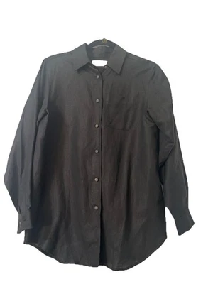 Marsh Landing Women's PS Linen Blend Button Up  Shirt Black - Image 1 of 4