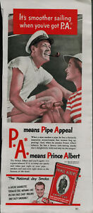 1947 Prince Albert Pipe + Cigarette Tobacco Couple Sailboat Vintage Print Ad 374