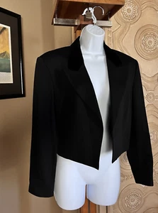 Vintage 80er Mondi Cropped Open Waist Jacke schwarz Gr. 38 Blazer Business Urlaub - Bild 1 von 15