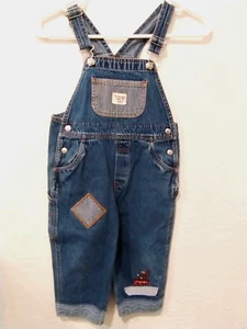 Baby Gap Sz 4XL Toddler Bib Cover Alls Blue Jean Denim 2 x 2 Embroidered Patches - Picture 1 of 10