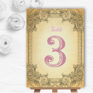 Typography Vintage Pale Pink Postcard Wedding Table Number Name Cards - Picture 1 of 1