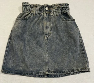 Women Size 6 High Waist Mini Denim Skirt W/ Elastic Waist & Pockets Supre - Picture 1 of 6