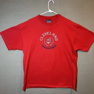 VTG Cleveland Indians Embroidered T Adult Fits XL Red Crable Sportswear - Picture 1 of 10