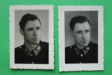 2 Pass Foto Österreich Militär 1920-30er Offizier 2 Sterne Kragenabzeichen Unifo
