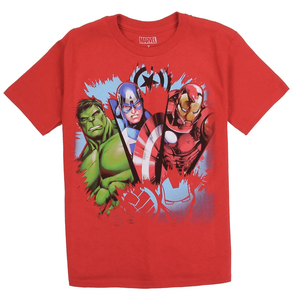 Marvel Avengers ☆ Boys'  Triple Threat T-Shirt☆Iron Man, Hulk, Captain America - Image 1 of 1
