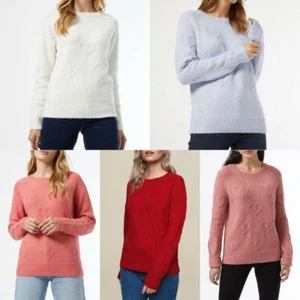 Dorothy Perkins Jumper Womens Girl Heart Sweater Knitted Top GIFT RRP22 BR344 - Picture 1 of 10