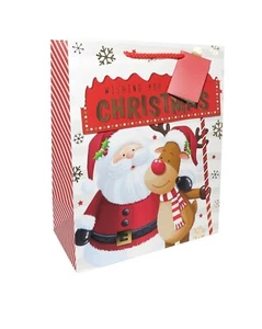 3 Gift Bags  Large Portrait SANTA AND REINDEER 264 x 136 x 327mm - Picture 1 of 1