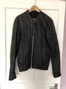 mens all saints leather jacket medium - Picture 1 of 4