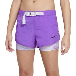 Nike Girls Purple Tempo Tie Dye 2 in 1 Layers Running Shorts Size XL - Picture 1 of 16